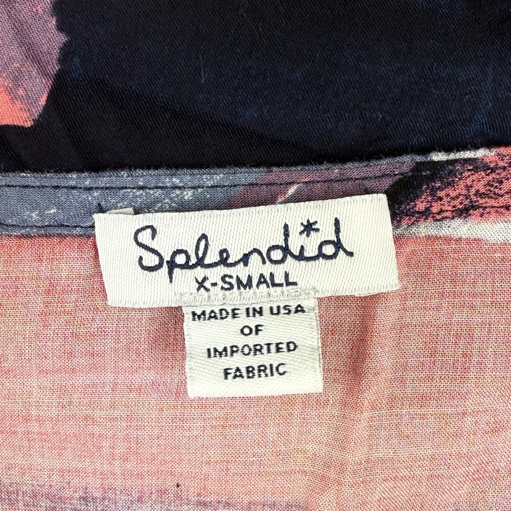Splendid Maritime Cami Top Navy Blue Pink Abstract Print - Picture 4 of 6